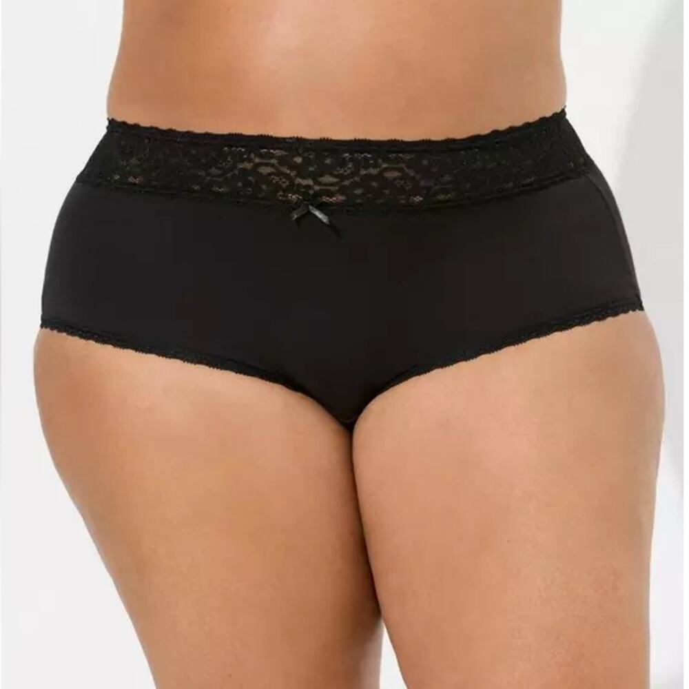 Torrid Cotton Mid Rise Brief Black Lace Trim Panty - Lot of 5 - Size 3